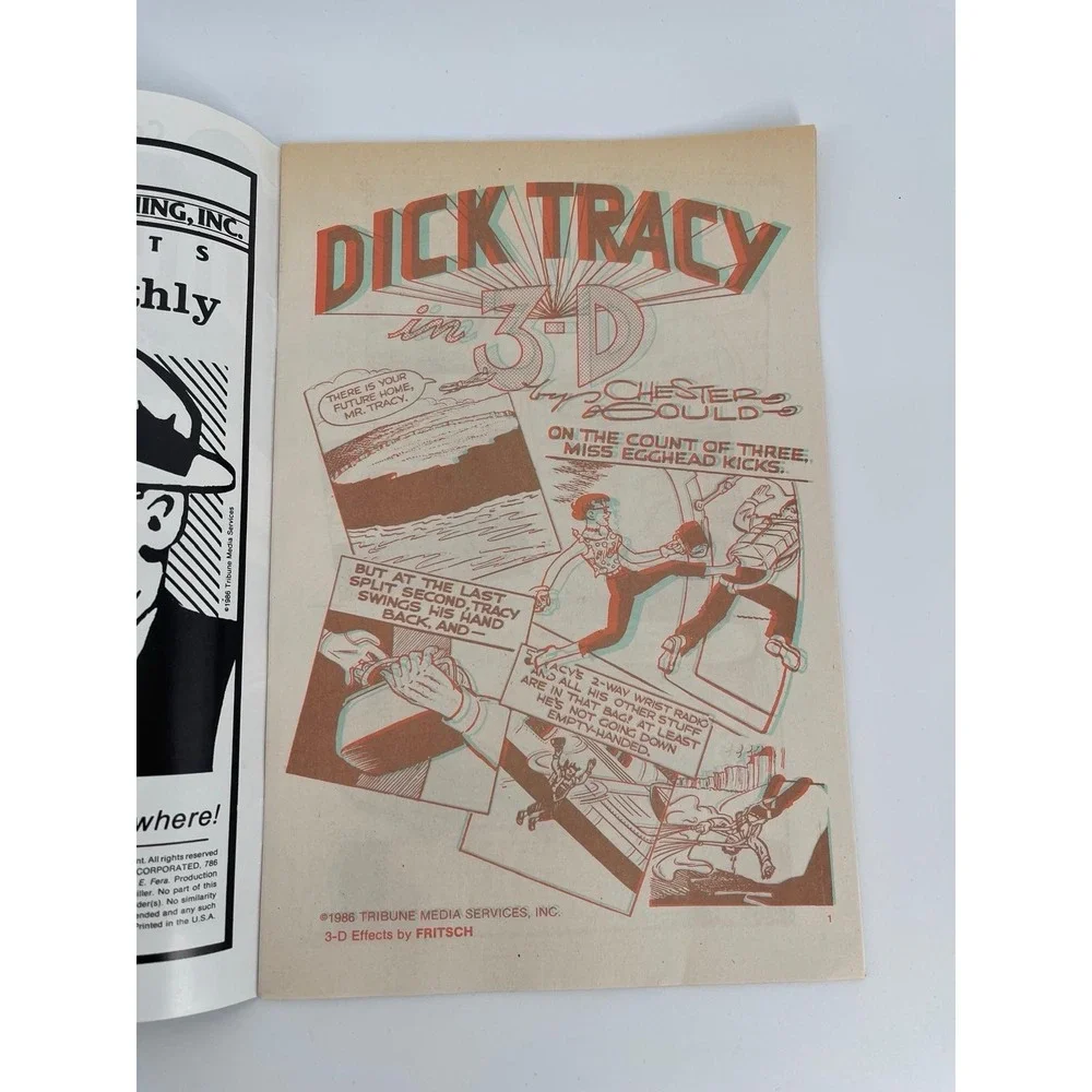 Dick Tracy‎ in 3-D No.1 1986 Blackthorne Comic w/ Glasses Vintage